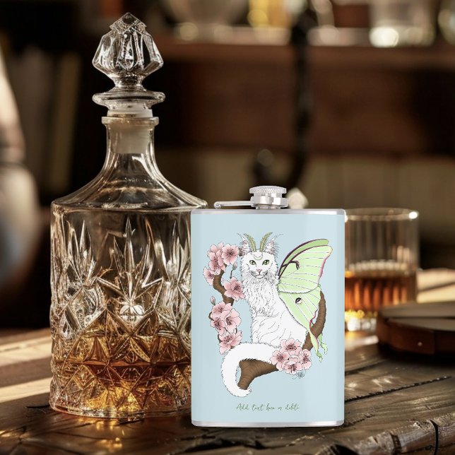 Flasques Luna Moth Moth Blanc Chat Vert (Créateur téléchargé)