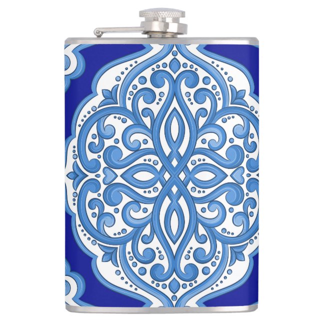 Flasques Luxe blanc-bleu, ornement turc. (Devant)