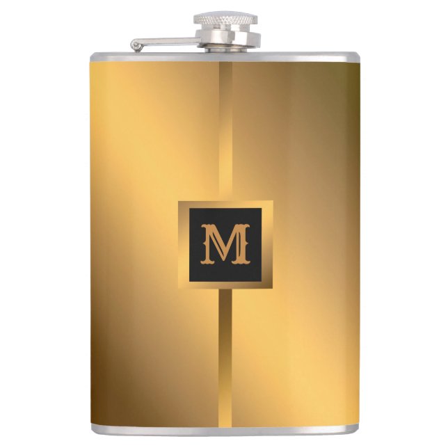 Flasques Luxe Elégant Marbre Noir Or Moderne (Devant)