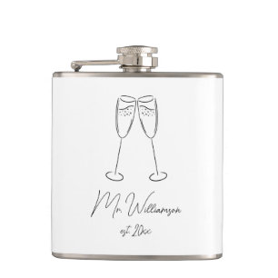 Flasques M. Champagne Salle de verre Mariage Couple nouvell