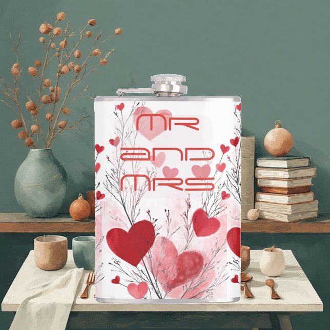 Flasques M. et Mme Forever Élégance Intemporelle Couple Rom (Mr & Mrs Forever Timeless Elegance Romantic Couple Flask)
