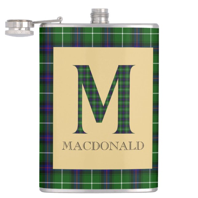 Flasques MacDonald Tartan Monogramme M (Ouvert)