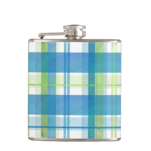 Flasques Madras Plaid Green et Blue