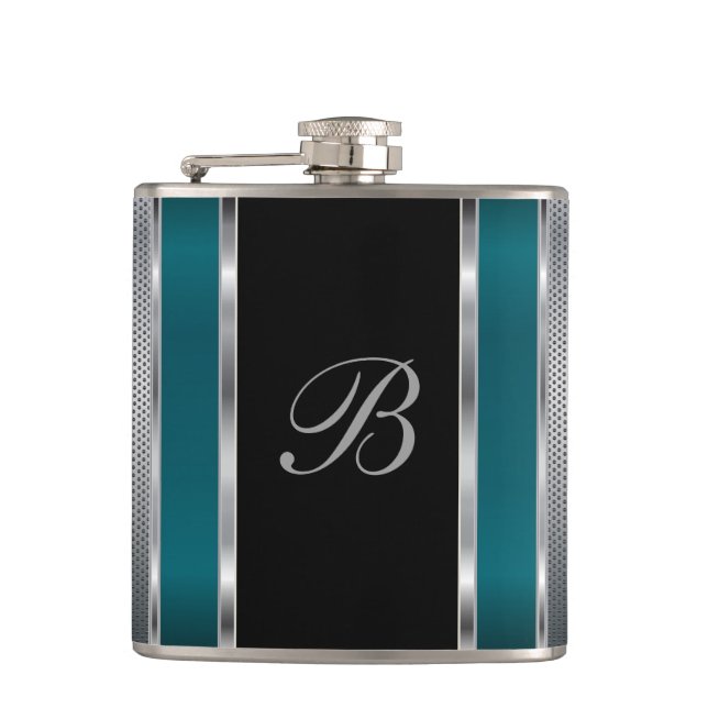 Flasques Maillage d'argent monogramme et fiole Turquoise fo (Devant)