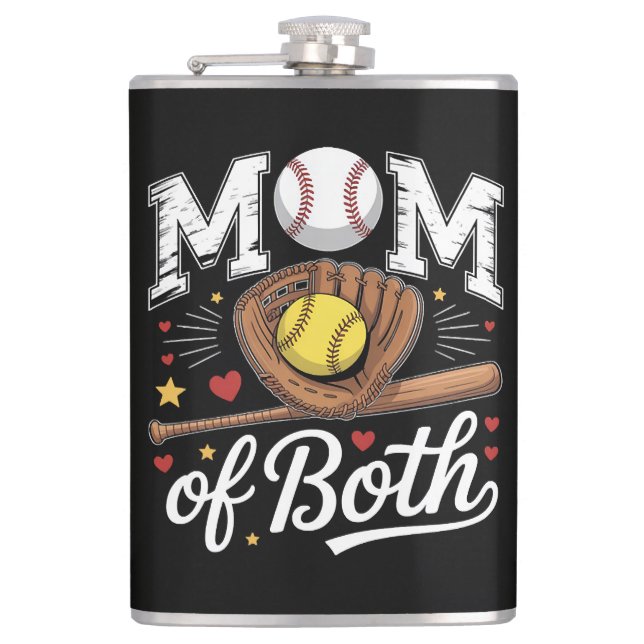 Flasques Maman de deux Baseball Softball de jour de match  (Devant)