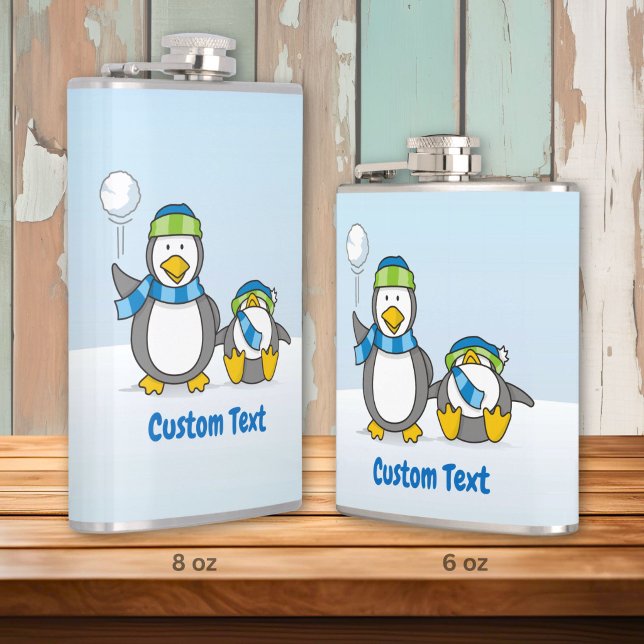 Flasques Manchots qui se lancent des boules de neige flask (Créateur téléchargé)
