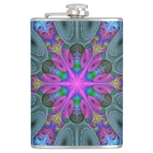 Flasques Mandala Colorful spiritual Fractal Art With Pink