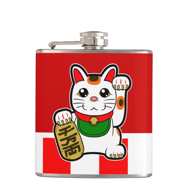 Flasques Maneki Neko : Chat chanceux japonais (Devant)