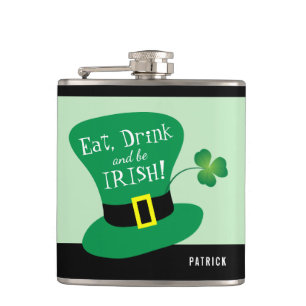 Flasques Mangez, boisson et soyez shamrock irlandais de