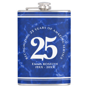 Flasques Marbre Bleu Élégant 25 Anniversaire Du Travail