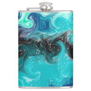 Flasques Marbre d'art Turquoise bleu et noir