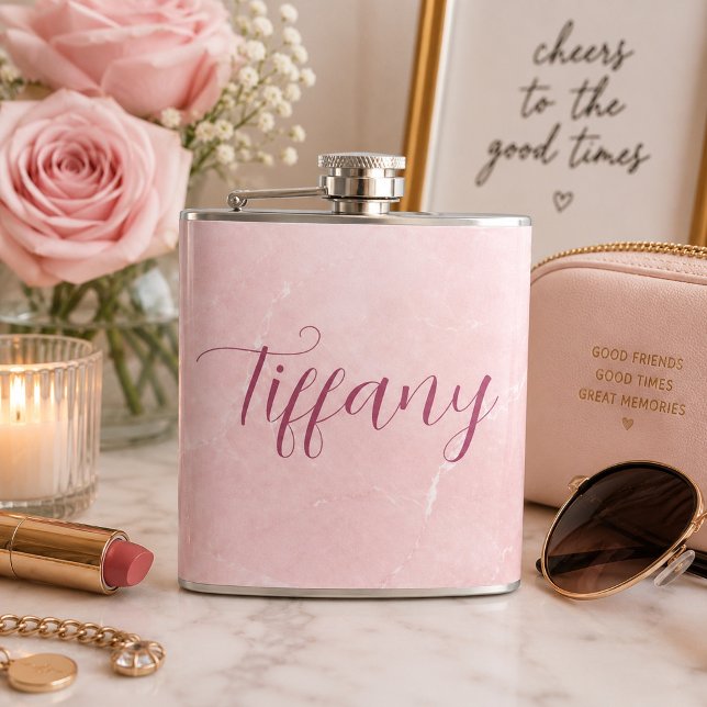Flasques Marbre Rose Personnalisé avec Nom  (Créateur téléchargé)