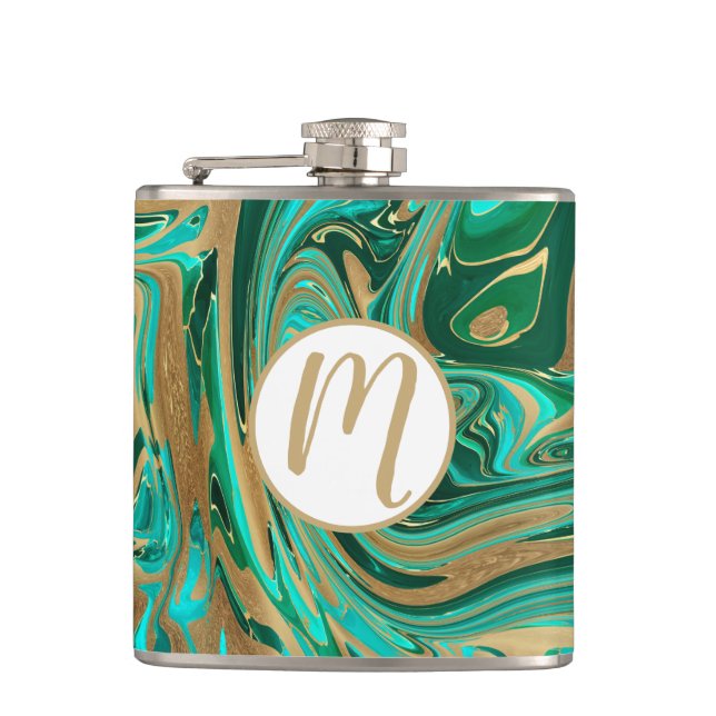 Flasques Marbre vert et or liquide (Devant)