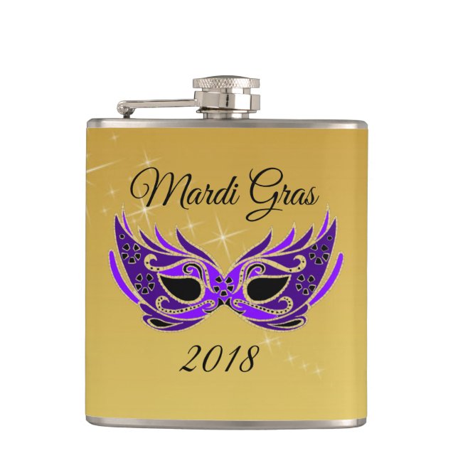 Flasques Mardi Gras 2018 Masque sur Or (Devant)