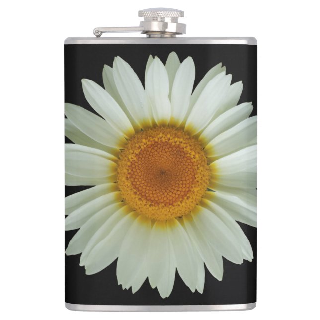 Flasques Marguerite blanche d'été sur le noir (Devant)