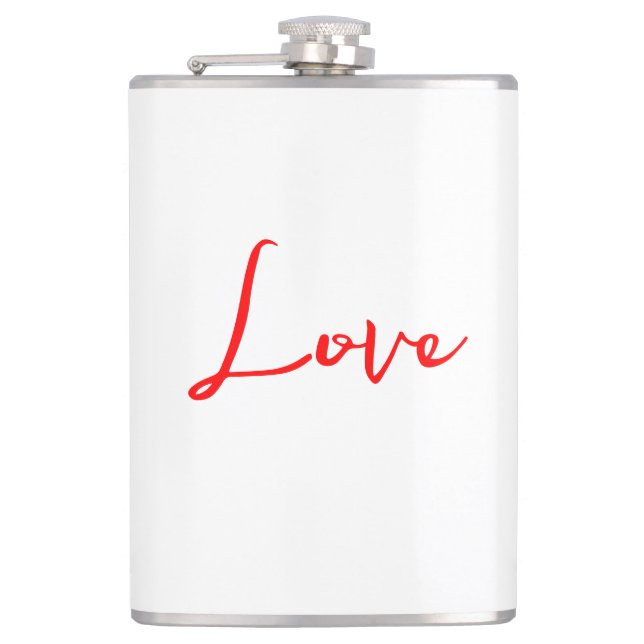 Flasques Mariage Amour Blanc Calligraphie Rouge Élégant (Devant)