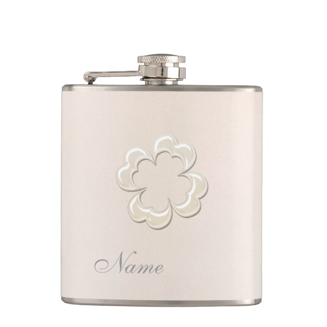 Flasques Mariage Classy chic perle chanceux shamrock (Devant)