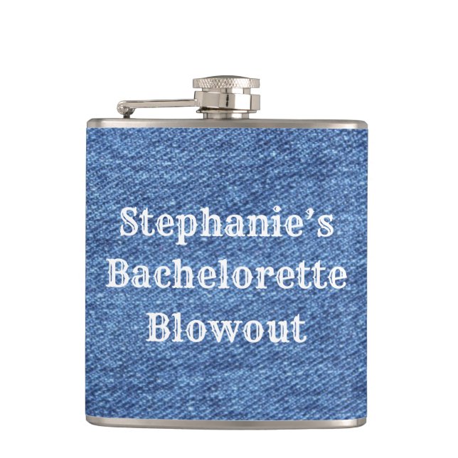 Flasques Mariage de thème bleu blanc Denim (Devant)