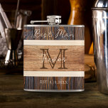 Flasques Mariage de ton en bois rustique Best Man<br><div class="desc">Le Mariage Rustic Wood Tone Best Man Flask est un cadeau excellent pour votre mariage ou votre soirée de célibataire.</div>