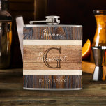 Flasques Mariage de tons rustiques en bois<br><div class="desc">Le flacon Rustic Wood Tone Mariage Groom est un excellent cadeau pour votre mariage ou votre fête de célibataire.</div>