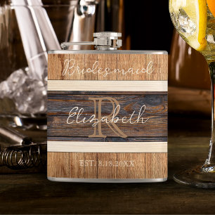 Flasques Mariage en bois rustique Bridesmaid