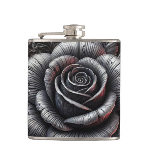 Flasques Mariage gothique élégant gris argenté et rose noir