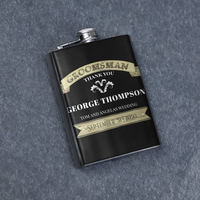 Flasques Mariage Groomsman Vintage Classic Simple (Groomsmen custom personalized flask)