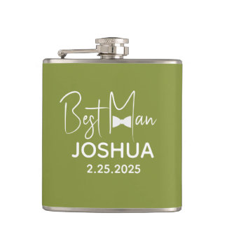 Flasques Mariage personnalisé Best Man Modern Green
