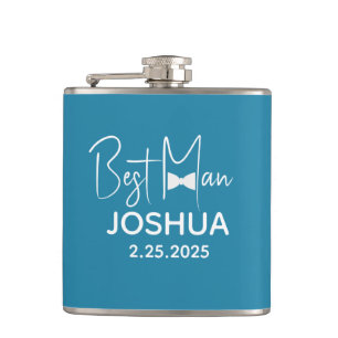 Flasques Mariage personnalisé Best Man Moderne Dusty Blue
