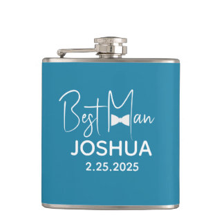 Flasques Mariage personnalisé Best Man Moderne Dusty Blue
