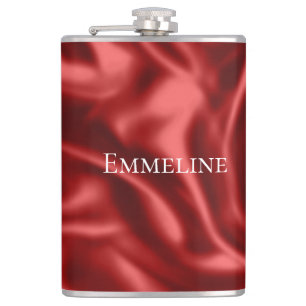 Flasques Mariage romantique en faux satin rouge passion