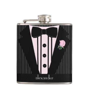 Flasques Mariage Tuxedo rose et gris