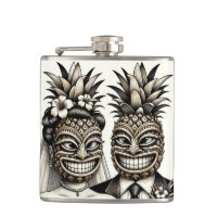 Mariée et marié Tête Tiki Ananas Aloha Mariage