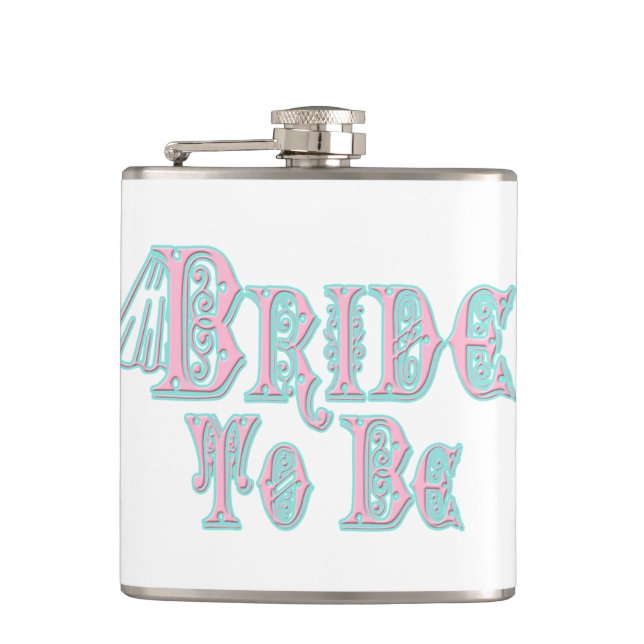 Flasques Mariée pour être avec le voile, rose et Turquoise (Devant)