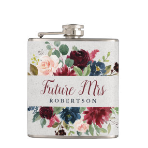 Flasques Marine Marsala Floral Future Mme Bachelorette Cust