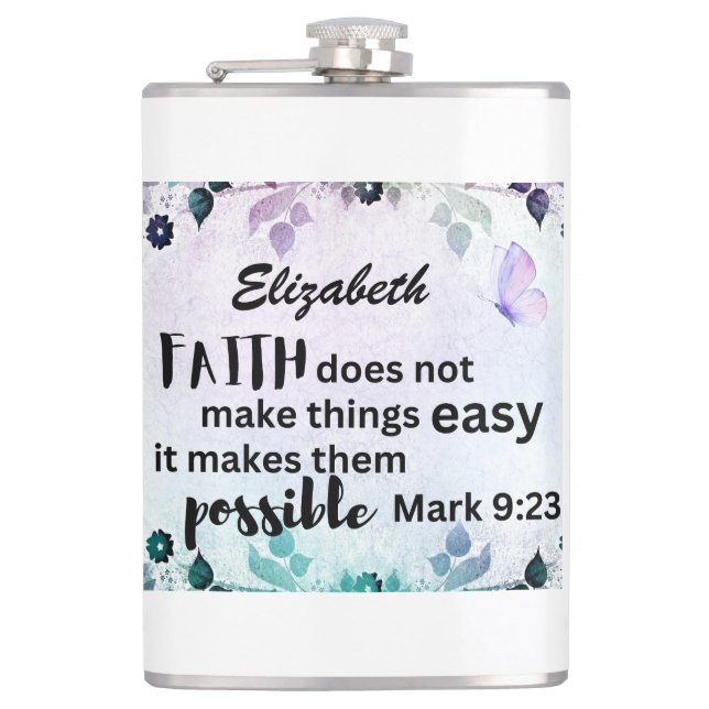 Flasques Mark 9:23 La foi rend les choses possibles Flore p (Devant)
