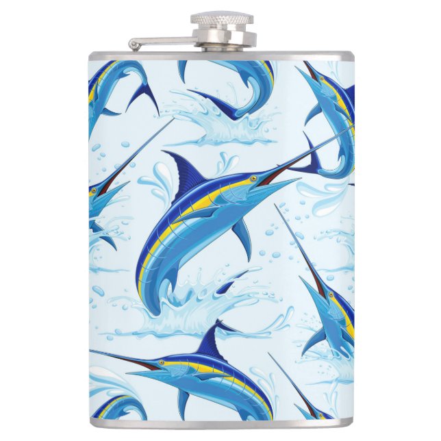 Flasques Marlin Bleu Jaillissant de l'Océan (Devant)