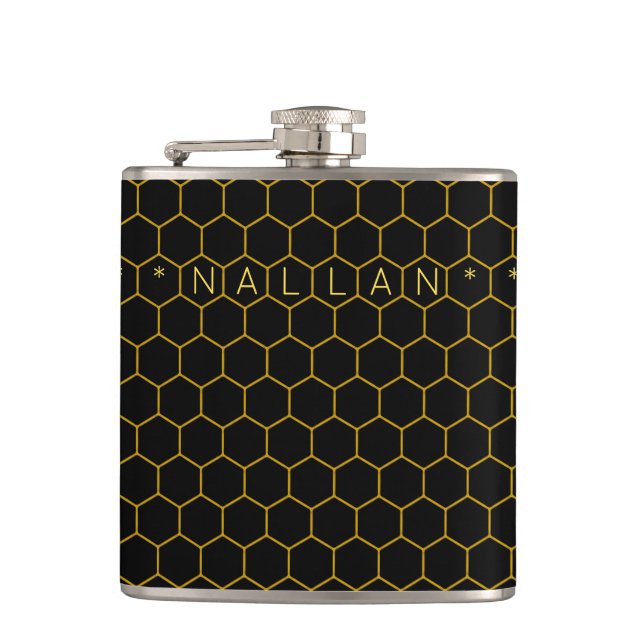 Flasques Masculine & classe nid d'abeille motif noir jaune (Devant)