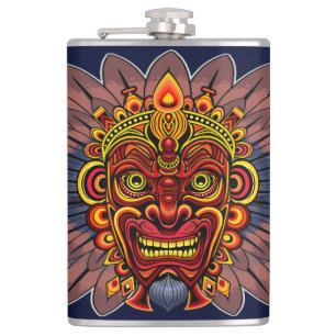 Flasques Masque rituel du roi guerrier tribal