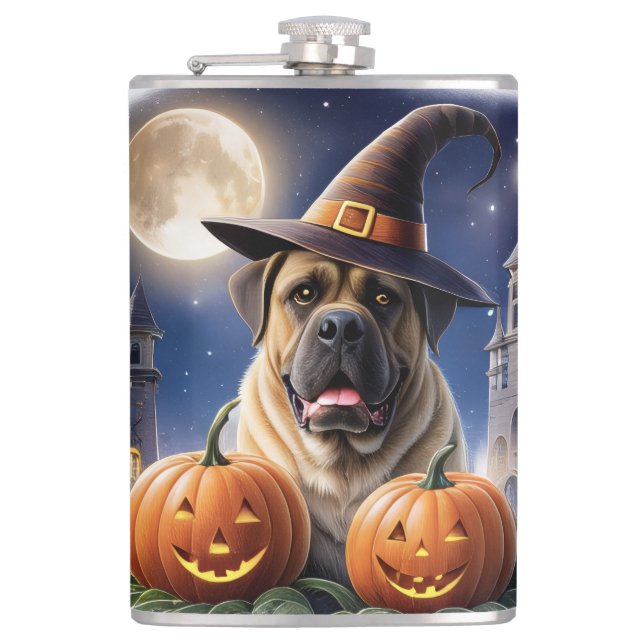 Flasques Mastiff Dogue anglais Halloween (Devant)