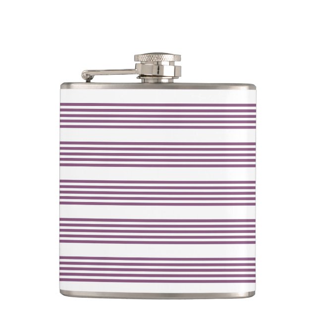 Flasques Mauve violet blanc cinq bandes motif (Devant)
