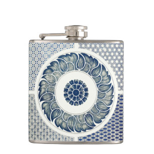 Flasques Médaillon Chinois : Chinoiserie Bleu Indigo