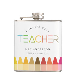 Flasques Meilleur enseignant du monde Cadeau Rainbow Crayon