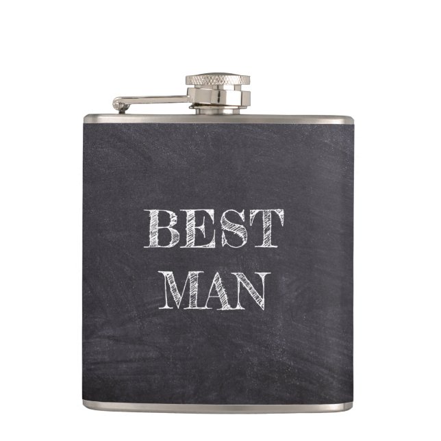 Flasques Meilleur Homme Mariage Black Chalkboard Whisky Fla (Devant)