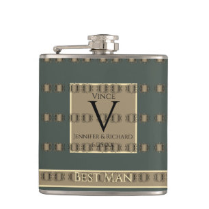 Flasques Meilleur homme Vieux Or & Turquoise Gris Golden Ve