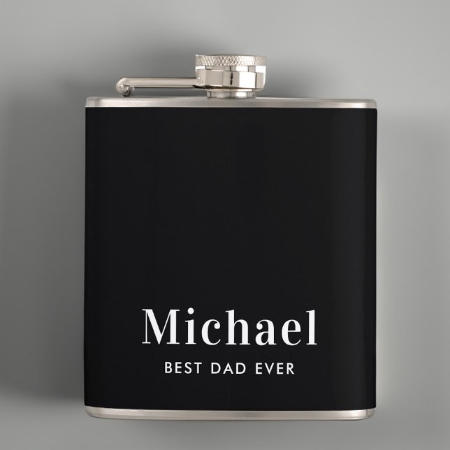 Flasques Meilleur papa jamais Monogramme Noir (Créateur téléchargé)