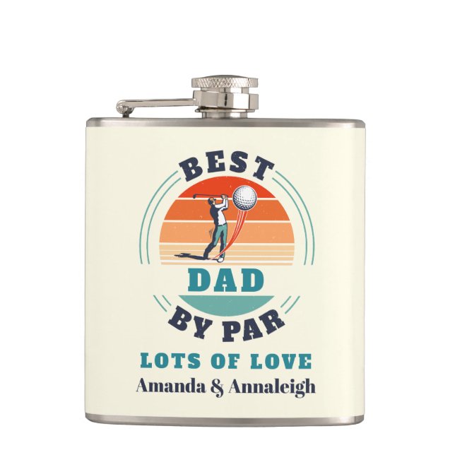 Flasques Meilleur Papa Par Par Custom Retro De Daughers Gol (Devant)
