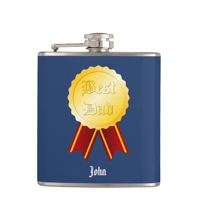 Flasques Meilleur ruban de médaille de papa Fête des pères (Devant)