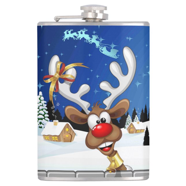 Flasques Mème de Noël drôle de renne qui regarde par-dessus (Devant)