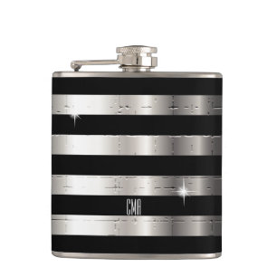 Flasques Métal argenté et bande noire   Monogramme DO-IT-YO